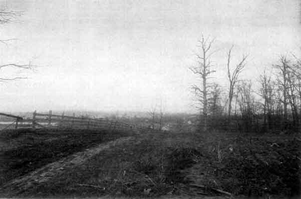 THE HILL NEAR GENTRYVILLE FROM WHICH THE LINCOLNS
TOOK THEIR LAST LOOK AT THEIR INDIANA HOME.