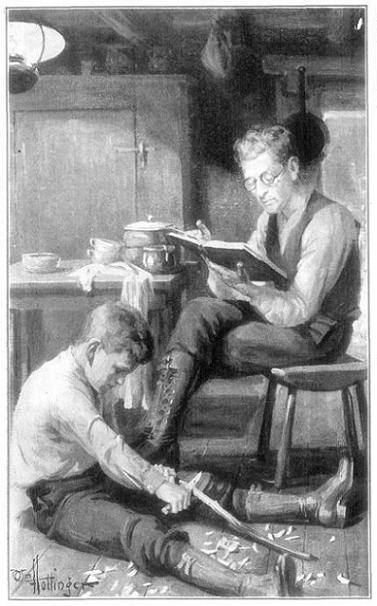 "In the evenings sometimes I read while Jerry
whittled."