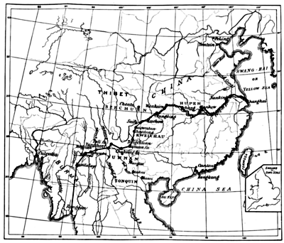 Rough Sketch-Map of China and Burma showing Author's
Route from Shanghai to Rangoon.