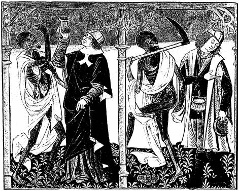 Illustration: De gauche � droite:
1. Le mort, le m�decin; 2. Le mort, l'amoureux.