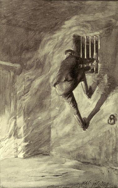 "Pull and shake as he would, the iron seemed to
remain firm in its socket." p. 211