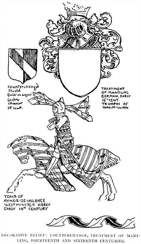 Decorative Relief: Counterchange,
Treatment Of Mantling, Fourteenth And Sixteenth Centuries.