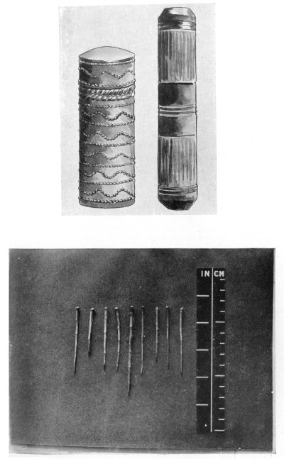 FIG. 75.&mdash;OLD PIN POPPETS AND ANCIENT PINS.