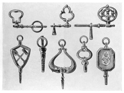 FIG. 87&mdash;SPECIMENS OF OLD WATCH KEYS.