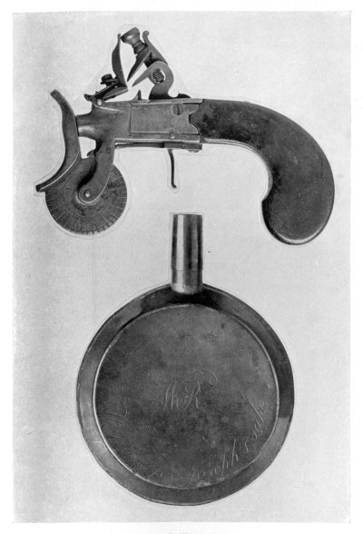 FIG. 92.&mdash;A POWDER TESTER.
FIG. 93.&mdash;A PRIMING FLASK.
(In the Municipal Museum, Hull.)
