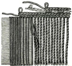 Fig. 4.&mdash;Manner of making Fringe for Rug, Fig. 1.