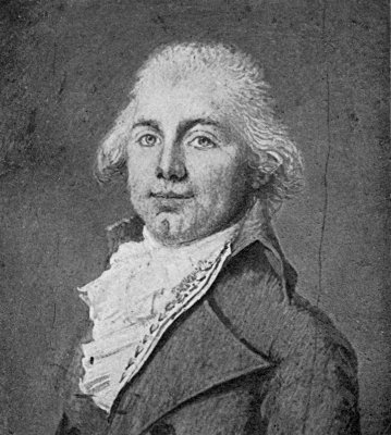 Miniature of James Monroe, Painted in Paris in 1794, by Sem&eacute;.
Original owned by Mrs. Gouverneur.