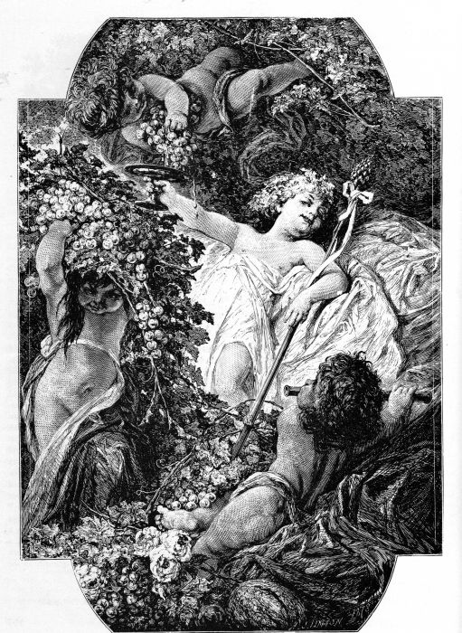 Figure 12.&mdash;Wood Engraving by W. J. Linton, 1878 (Actual Size). The detail
opposite is enlarged four times to show white line-technique.