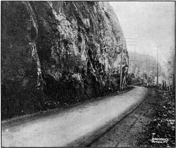 ON THE COLUMBIA RIVER HIGHWAY
NEAR GOBLE IN COLUMBIA COUNTY. GRADED AND MACADAMIZED IN 1917 AND 1918