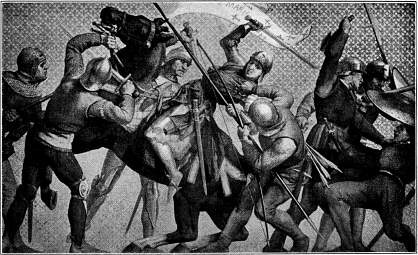 Gevangenneming van Jeanne d' Arc bij Compi�gne.--Naar een muurschildering van Lenepveu in het Panth�on.