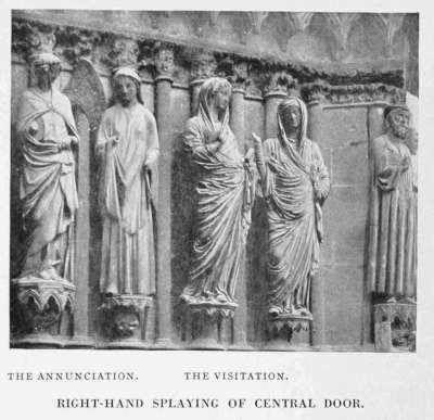 The Annunciation.       The Visitation.
RIGHT-HAND SPLAYING OF CENTRAL DOOR