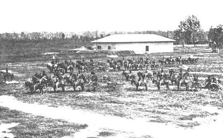 A. D. Lytle, a Baton Rouge photographer, provided valuable intelligence to Confederate
commanders. His photographs, like this one posed by the 1st Indiana
Heavy Artillery, revealed the strength and condition of Union organizations.
