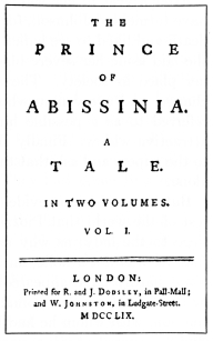 Title of “The Prince of Abissinia” (“Rasselas”). First
Edition