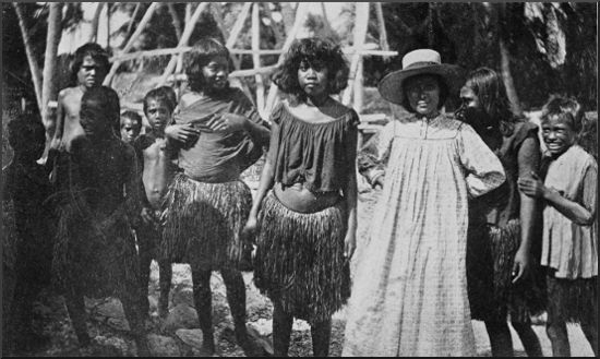 Missionary from a civilized island,
and some of her converts
