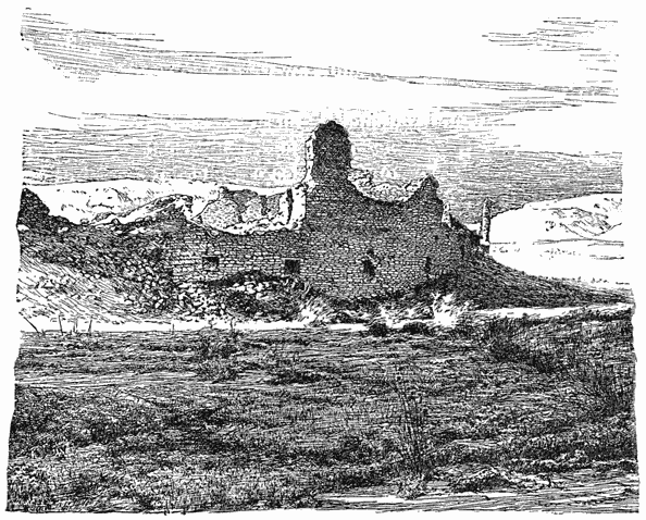 Fig. 36. Ruin in the Chaco Canyon, probably Kĭnty�l (after Bickford).