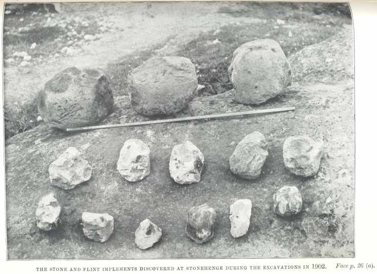 The stone and flint implements discovered at Stonehenge during
the excavations in 1902