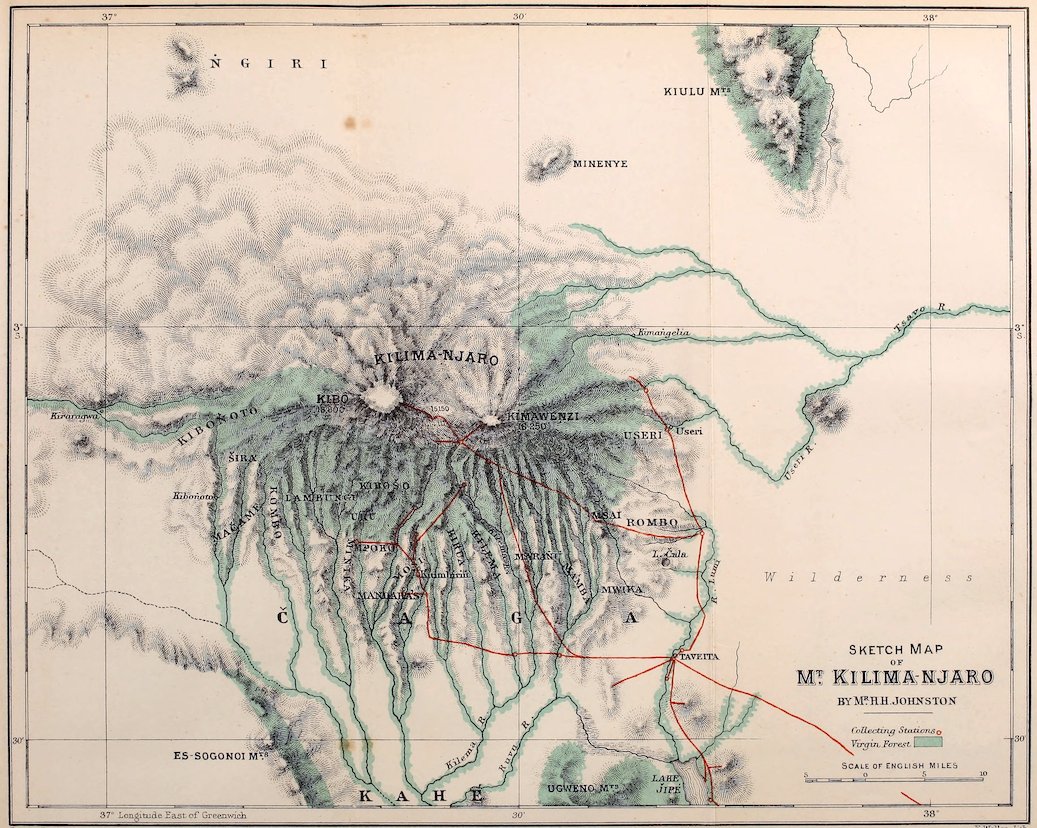 SKETCH MAP OF MT. KILIMA-NJARO BY MR. H.H. JOHNSTON
